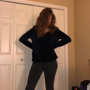 velvety dark blue sweater